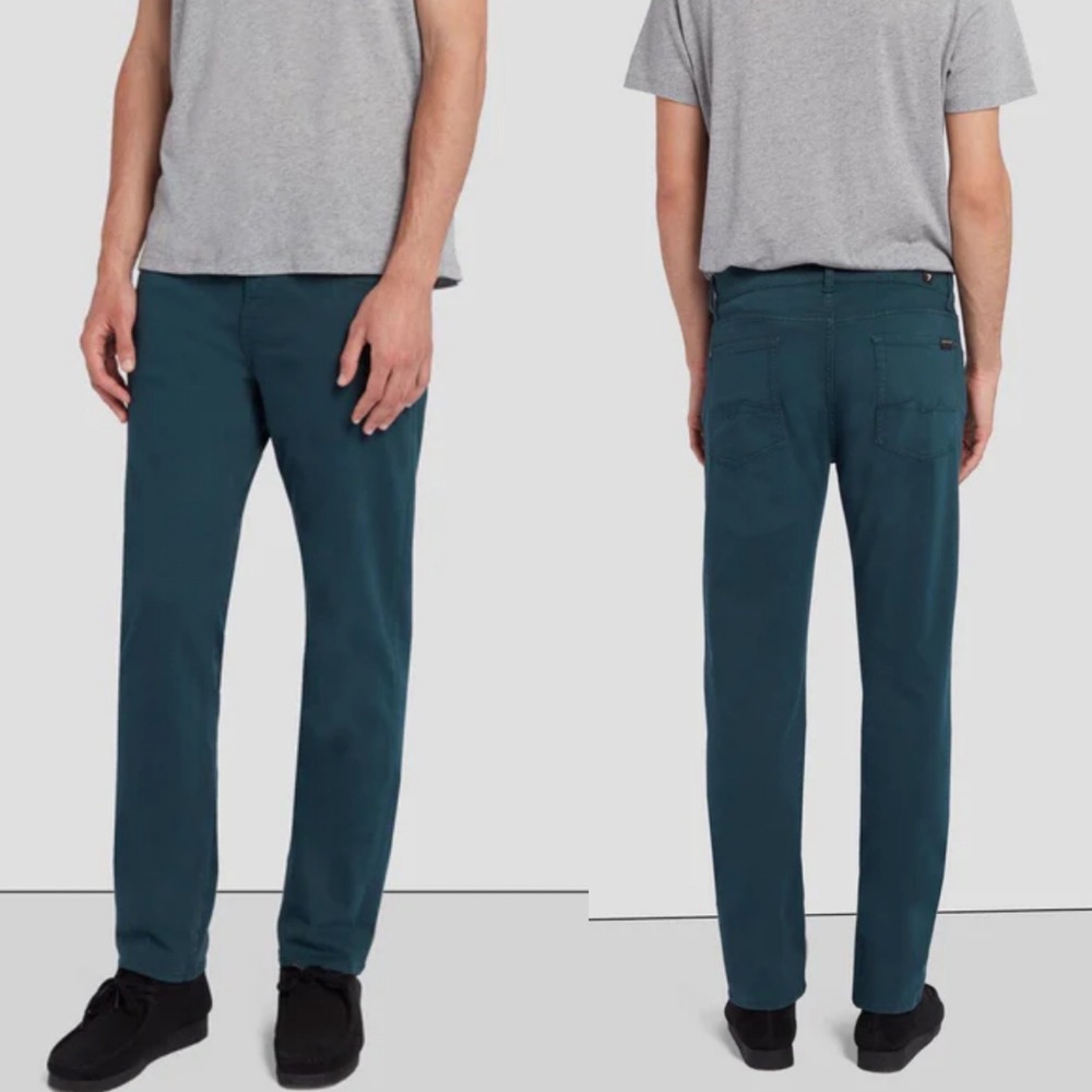 7 For All Mankind Mens Slimmy Jeans Green Size 34 x 32 Denim Straight Leg Pants